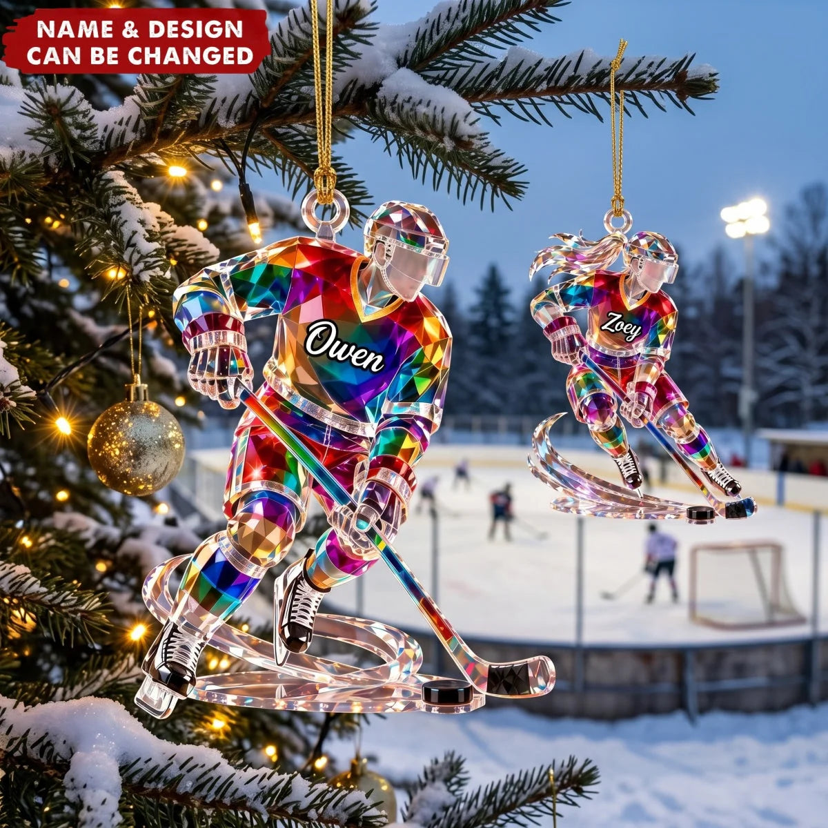 Custom Ice Hockey Player Acrylic Ornament - Personalized Christmas Keepsake for Son, Daughter & Sports Lovers