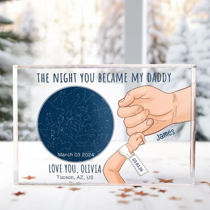 The Night You Became My Daddy - Personalized Star Map Acrylic Plaque Gift for New Dad