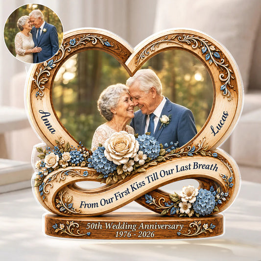 Personalized wedding anniversary plaque with custom photo print - unique gift for couples