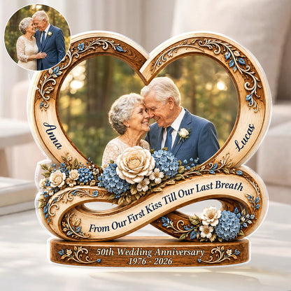 Personalized wedding anniversary plaque with custom photo print - unique gift for couples
