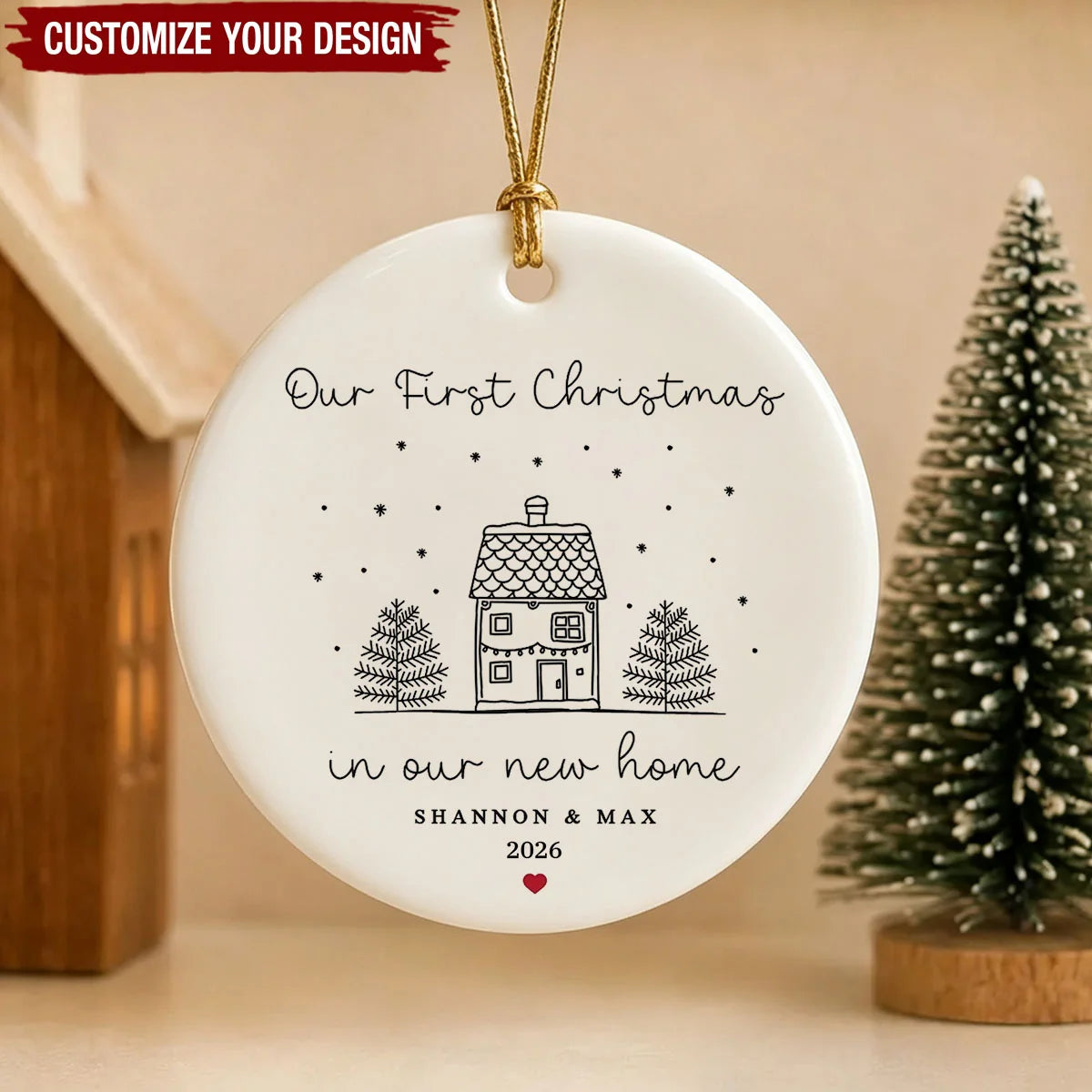 Our First Christmas in Our New Home - Personalized Ceramic Ornament Gift for Couples