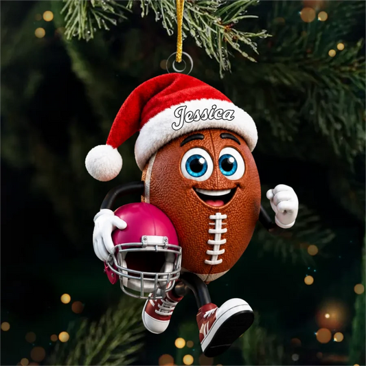 Personalized Running American Football Player Acrylic Ornament - Custom Christmas Gift for Players & Football Lovers