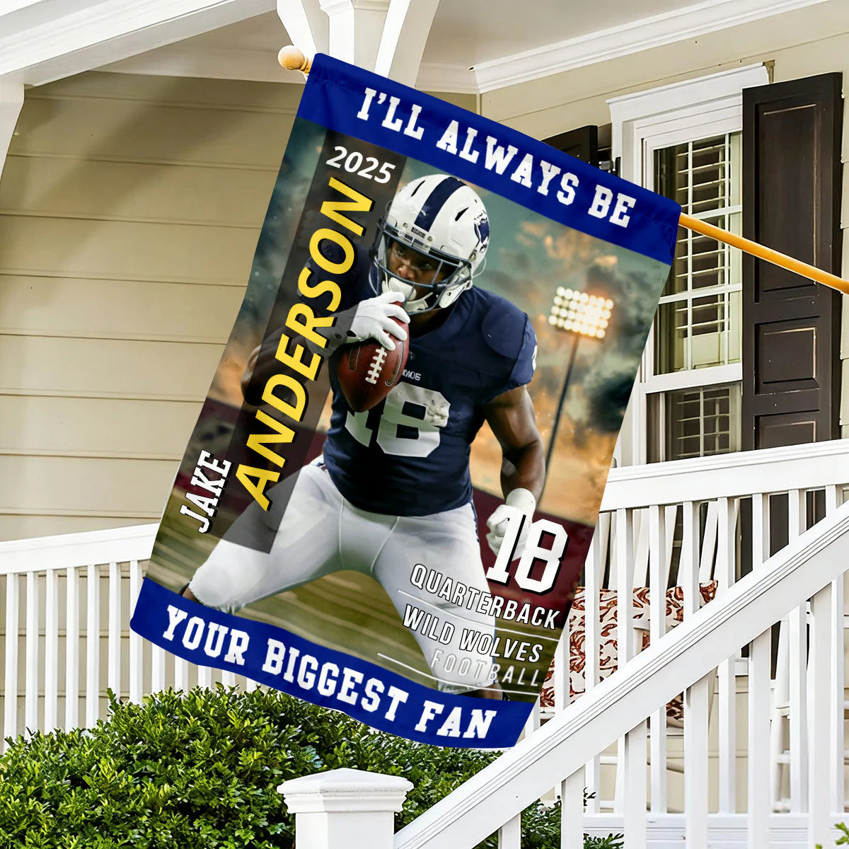Canvas / Poster material and size view - Personalized Football Garden Flag