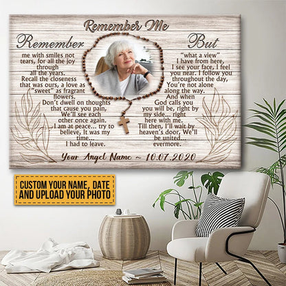 Remember Me Personalized Memorial Photo Canvas / Poster - Custom Wall Art for Lost Loved One Keepsake