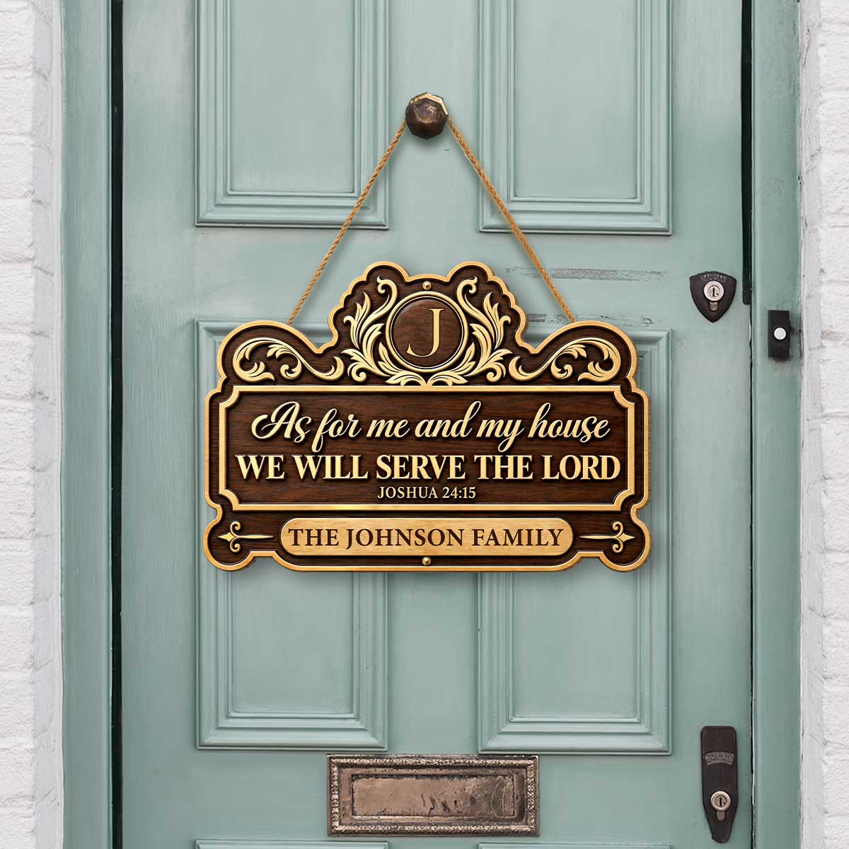 We Will Serve The Lord Personalized Wood Sign - Custom Scripture Family Name Plaque Decor