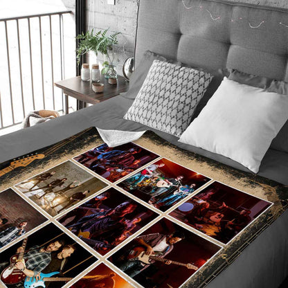 Custom Rock Band Photo Collage Blanket – Personalized Guitar Music Throw among Bandmates