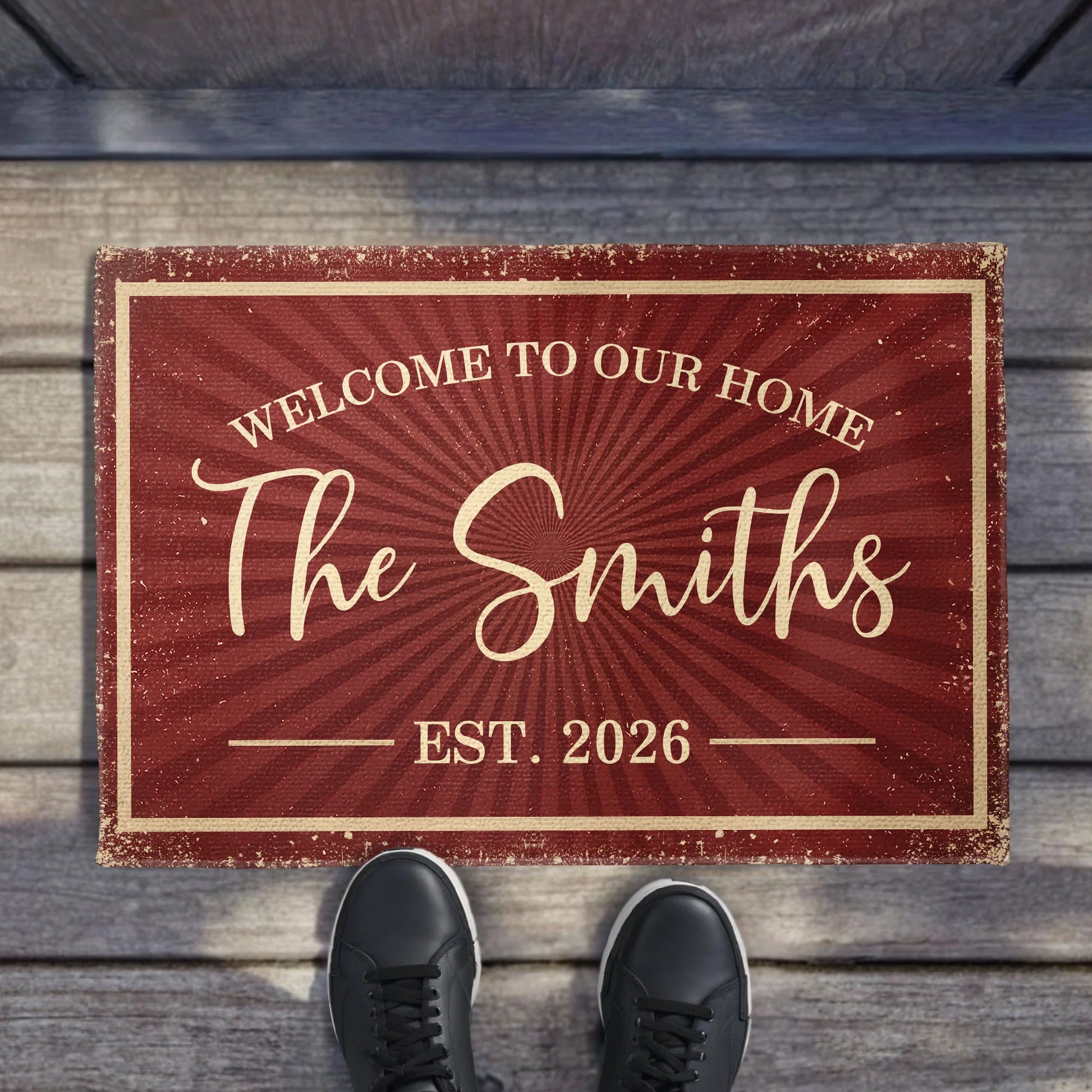 Personalized Family Name Doormat personalization view for Couples