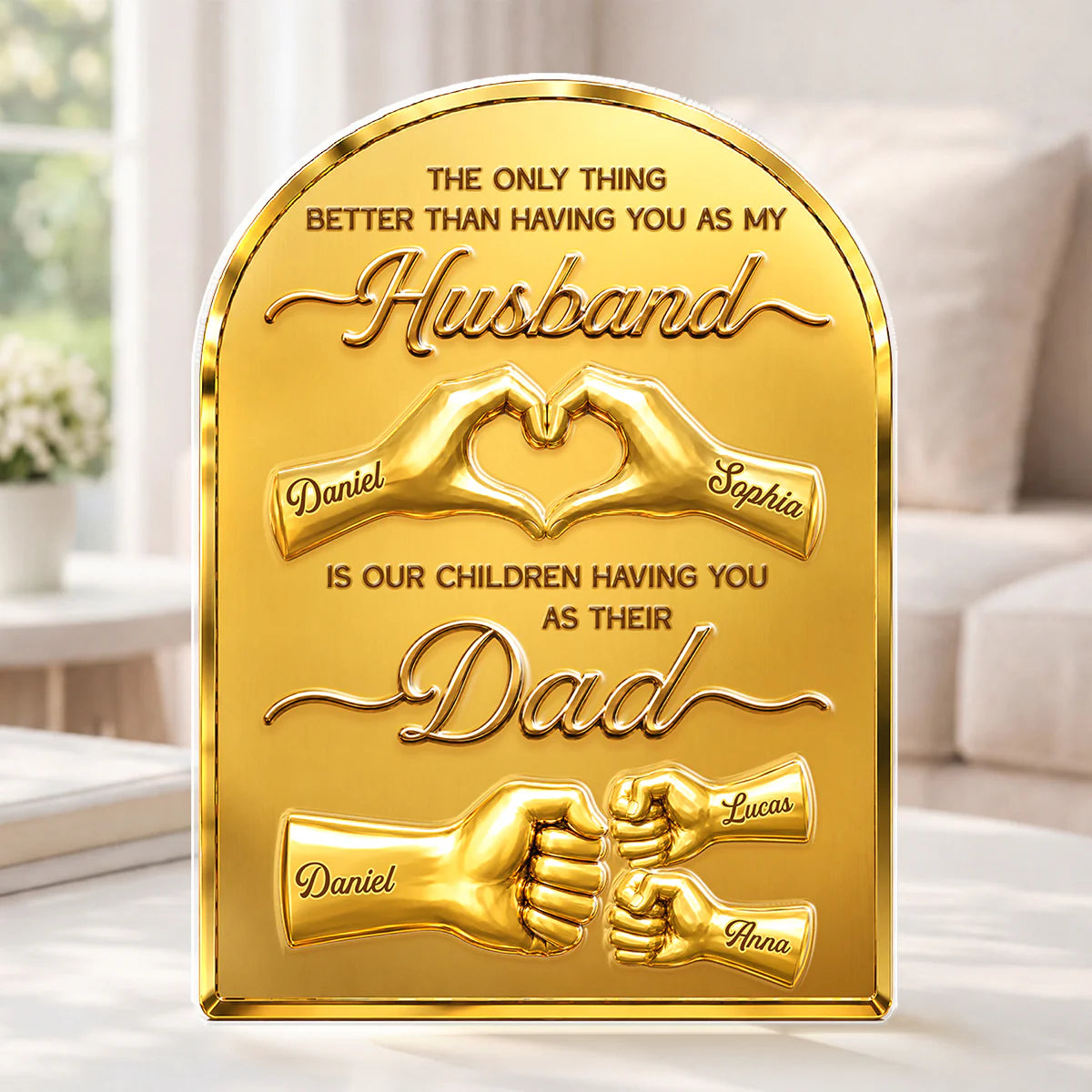 Custom Husband & Dad Acrylic Plaque for Husband with personalized design details for meaningful gifting