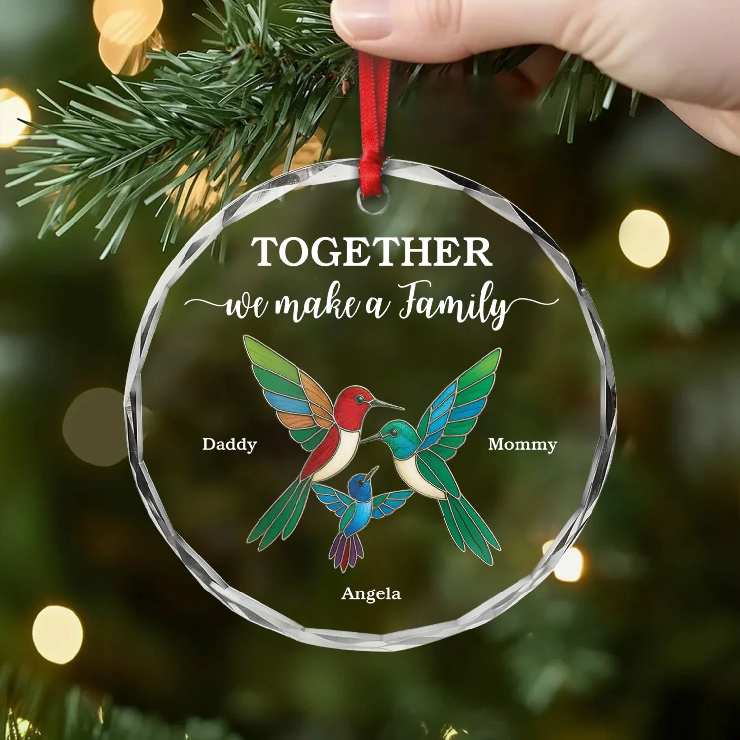 "Together We Make A Family" - Personalized Glass Ornament Gift
