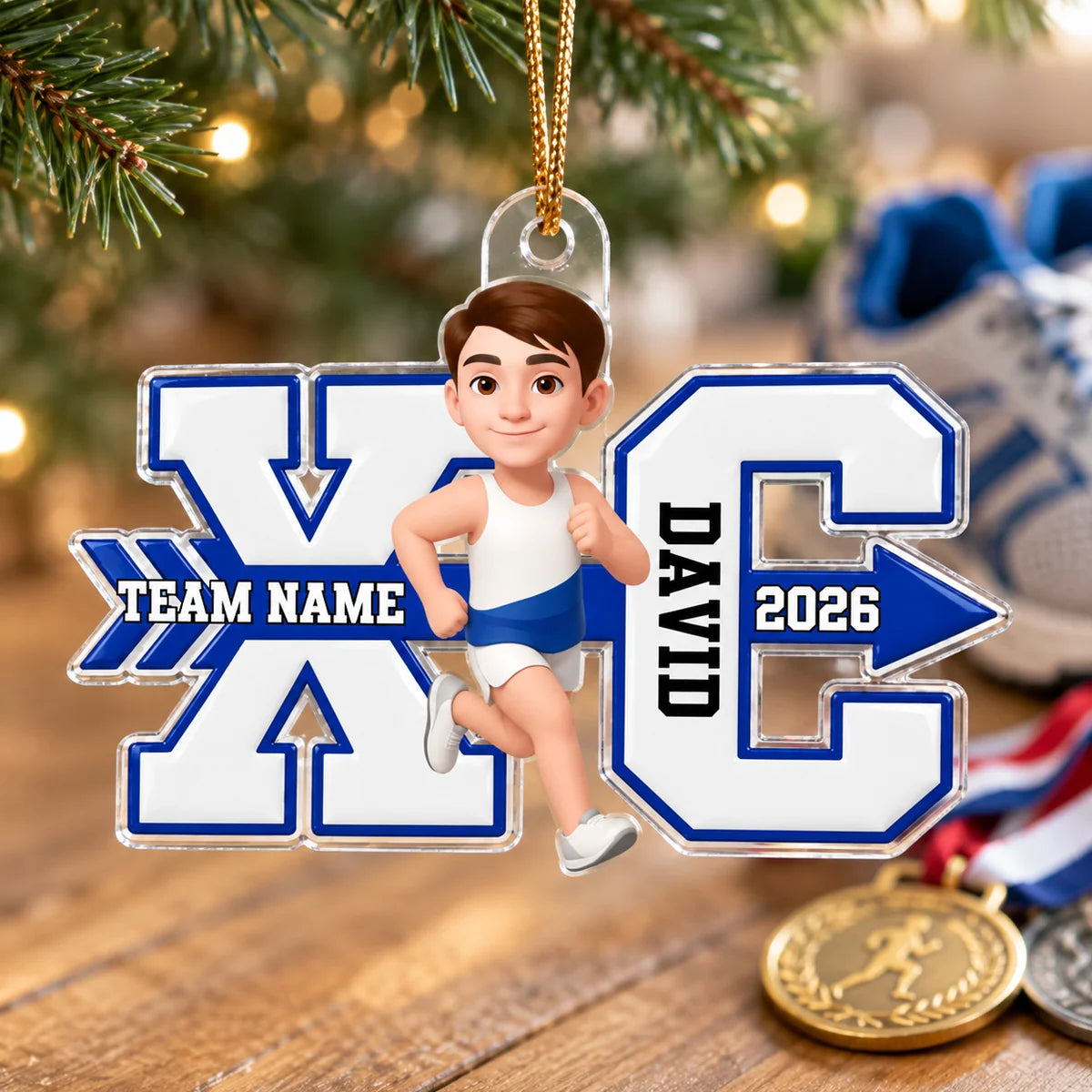 Personalized Cross Country Runner Ornament - Custom Acrylic XC Keepsake for High School Athlete Christmas Gift