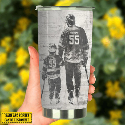 Personalized hockey dad tumbler featuring custom name and number print, unique Father's Day gift for hockey lovers image 8