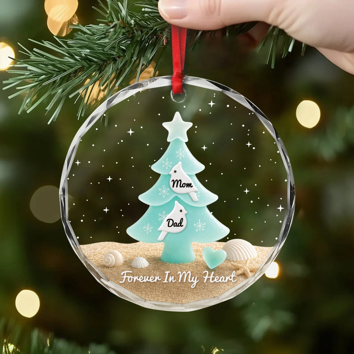 "We're Always With You" Personalized Memorial Glass Ornament - Custom Christmas Keepsake Gift