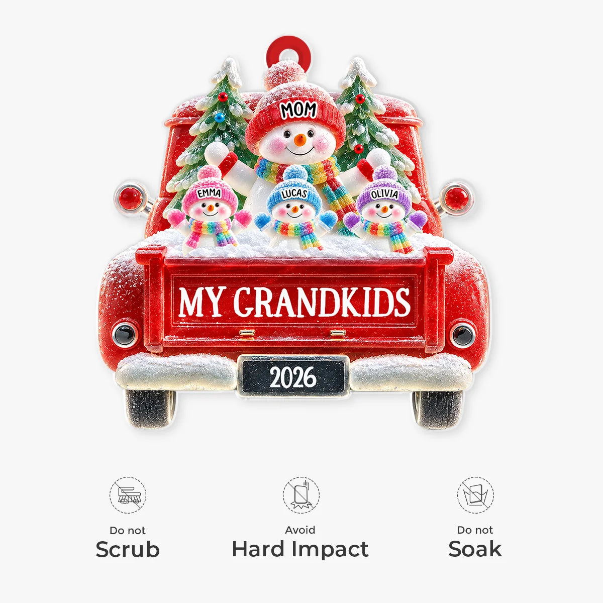 My Grandkids Red Truck Personalized Acrylic Ornament - Christmas Gift for Mom & Grandma