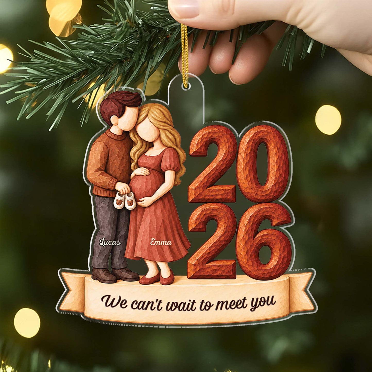 "The Year We Became Parents" Personalized Acrylic Ornament - Custom Christmas Keepsake for Expectant Couples
