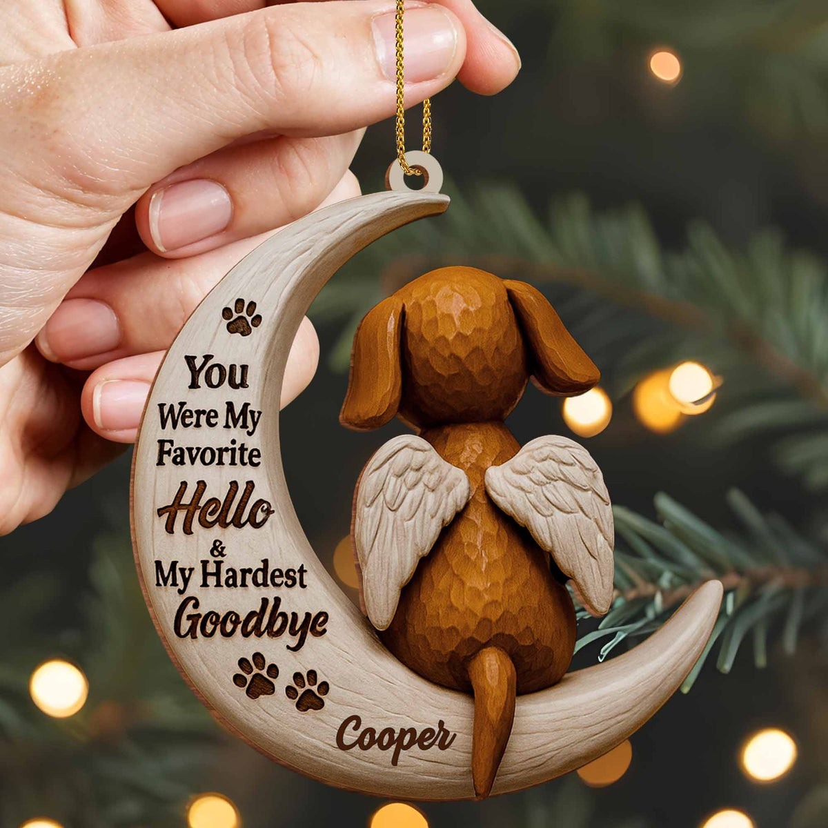 Favorite Hello & Hardest Goodbye Dog Memorial Ornament