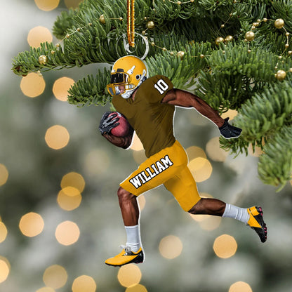 Personalized American Football Ornament, Football Players Running Ornament HH0511 Li29