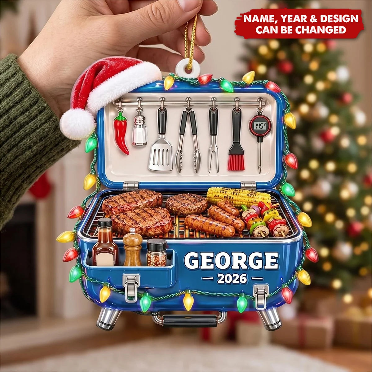 Grill Master Personalized BBQ Smoker Ornament - Custom Christmas Keepsake Gift for Husband