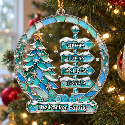 Custom Family Name Acrylic Ornament - Personalized Christmas Tree Keepsake