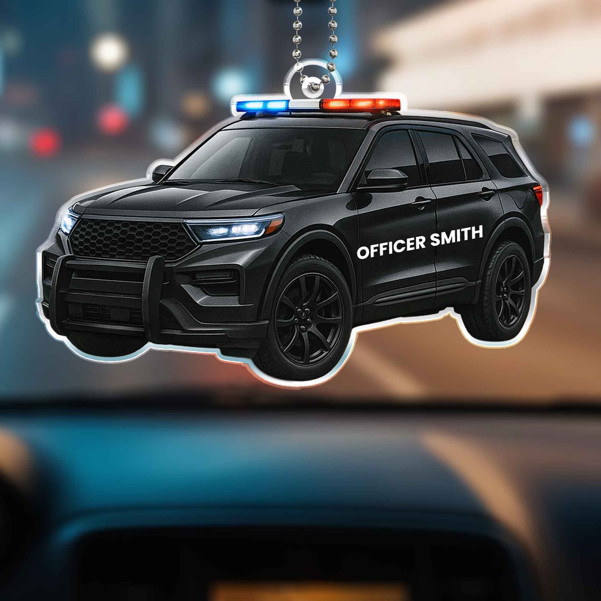 Acrylic Ornament material and size view - Personalized Police Car Acrylic Ornament