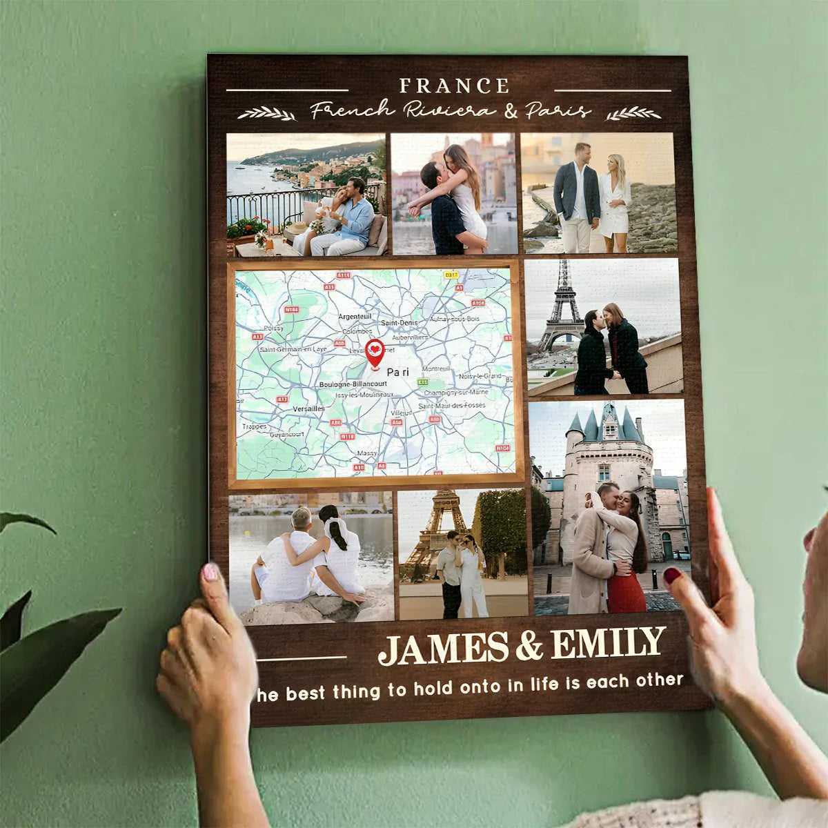 Custom Honeymoon Photo Collage Canvas personalization view for Couples