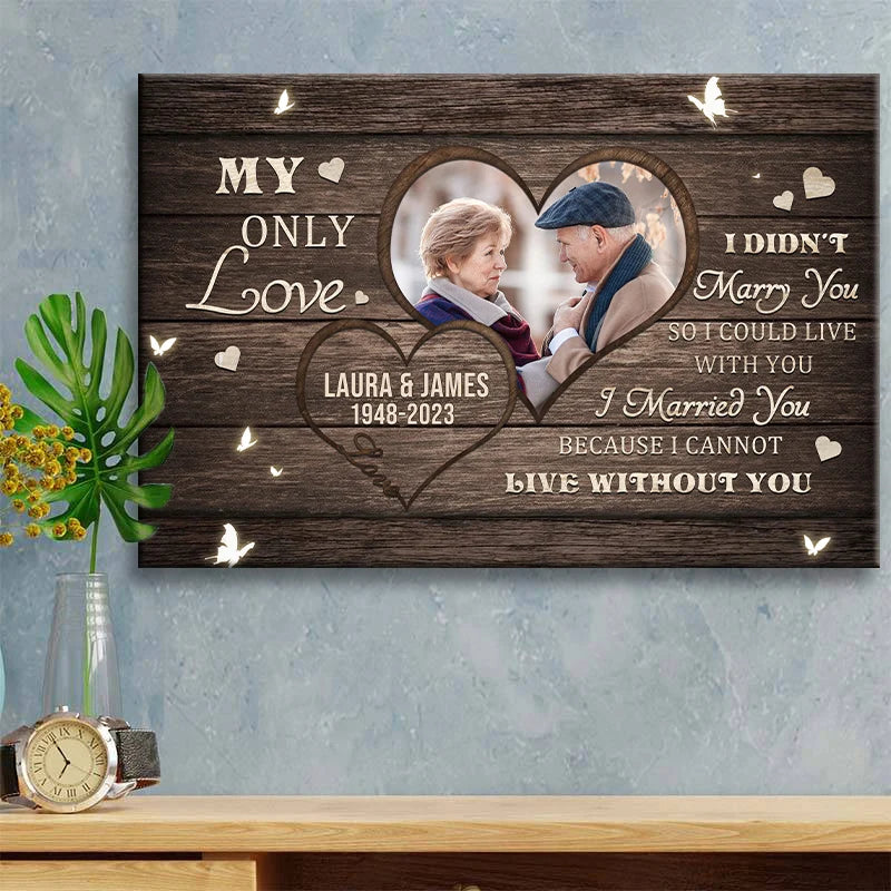 "My Only Love" Personalized Couple Photo Canvas / Poster - Custom Anniversary Wall Art Gift for Wife or Husband