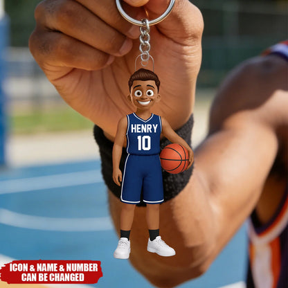 Personalized Basketball Player Keychain personalization view for Son/Grandson