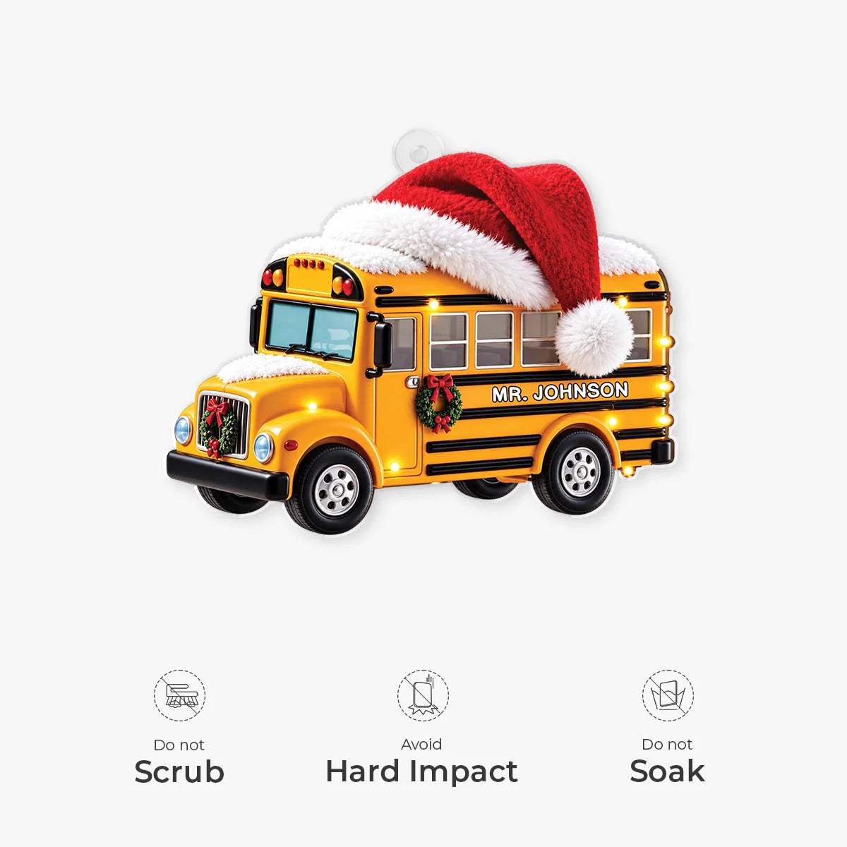 Personalized School Bus Acrylic Christmas Ornament - Custom Driver Name Keepsake Gift