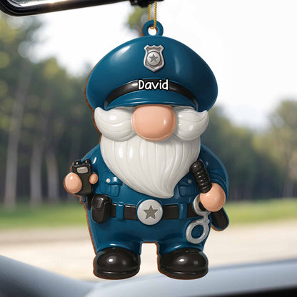 Personalized police ornament with custom name police officer gnomes on a Christmas tree image 8