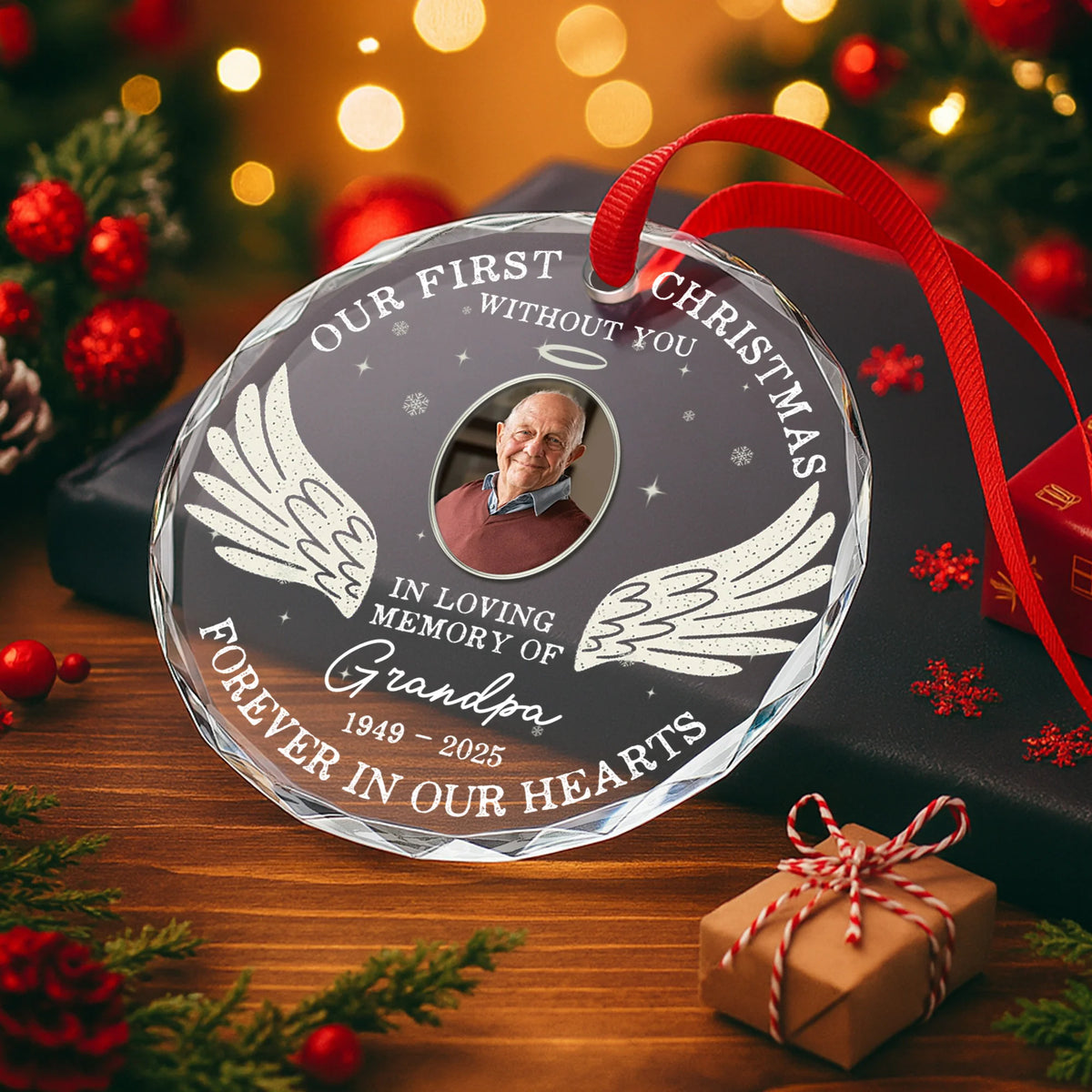 Our First Christmas Without You, Wings And Snowflakes Design