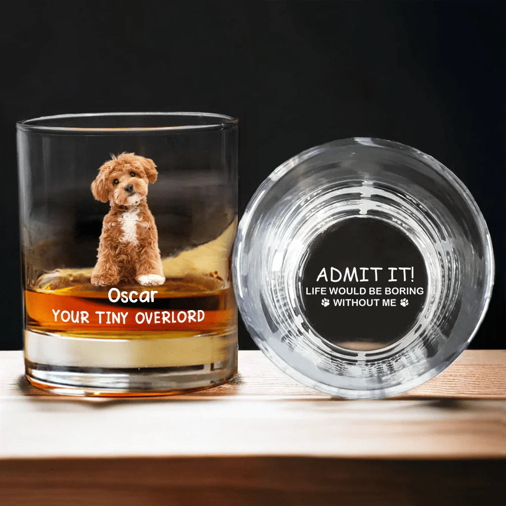 Custom Dog Photo Whiskey Glass for Dog Lovers with personalized design details for meaningful gifting