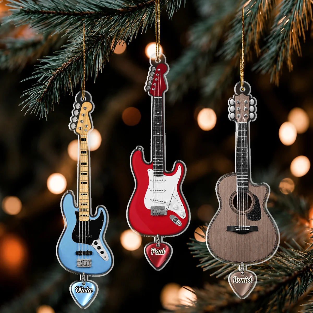 Personalized Guitar Acrylic Ornament - Custom Musical Instrument Keepsake Gift for Music Lovers and Guitarists