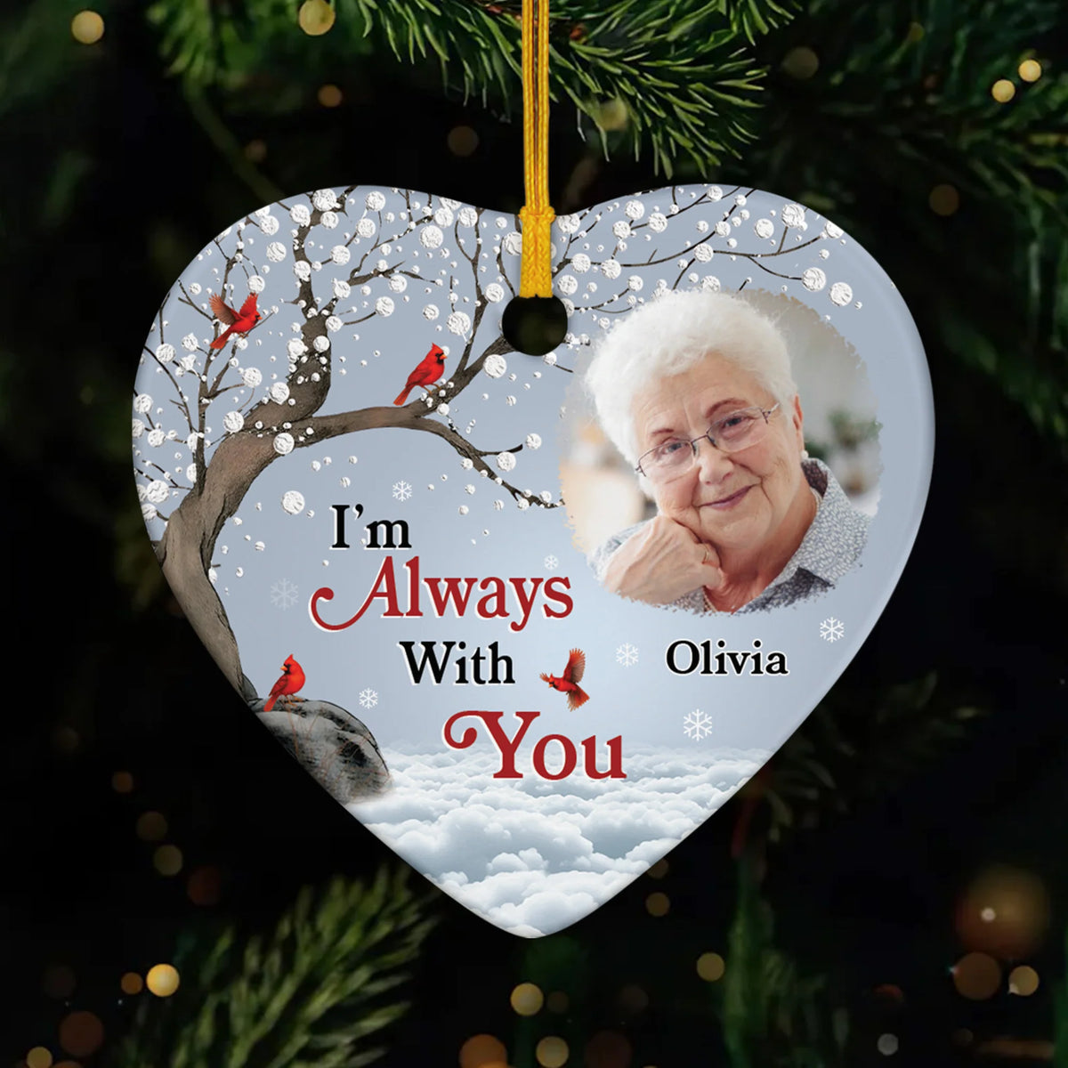 "I'm Always With You" Personalized Ceramic Ornament - Memorial Christmas Keepsake for Family