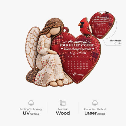 The Moment Your Heart Stopped Mine Changed Forever - Personalized Memorial Wooden Ornament for Mom Grandma
