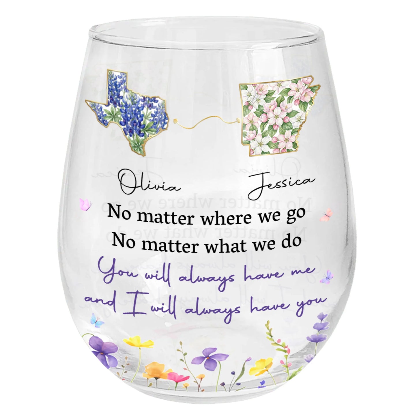 Long Distance Best Friend Wine Glass for Best Friends with personalized design details for meaningful gifting image 8