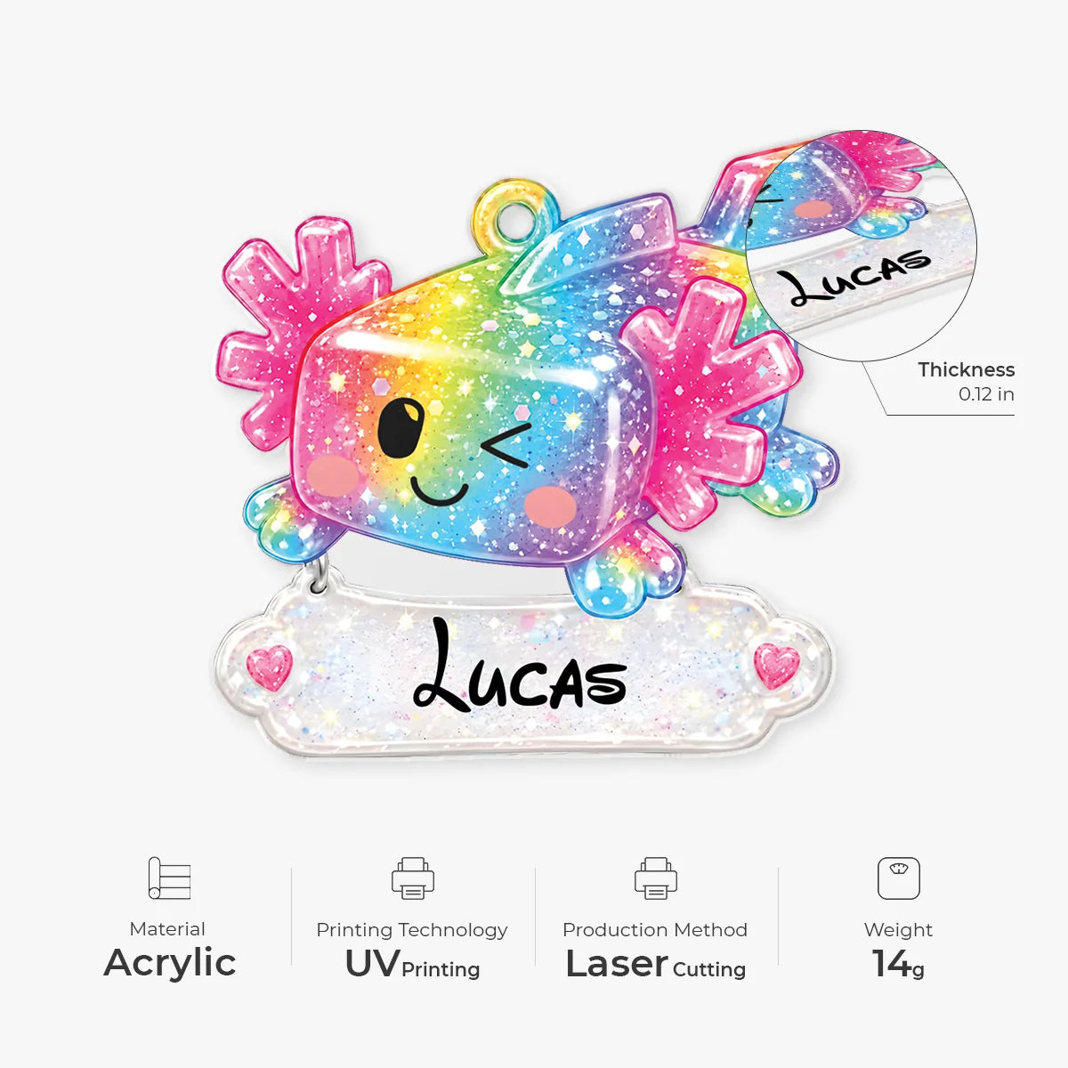 Vibrant Festive Joy Personalized Kids Acrylic Ornament - Custom Christmas Keepsake for Children