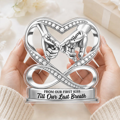 Custom Infinity Heart Acrylic Plaque personalization view for Wife
