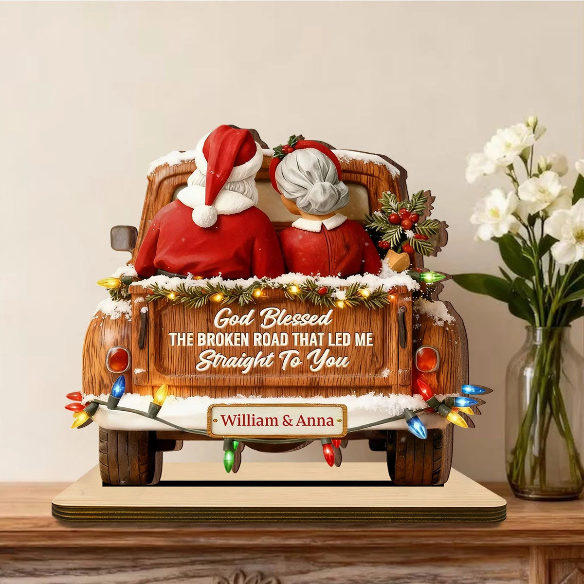 God Blessed The Broken Road Personalized Plaque - Custom Anniversary Keepsake Gift for Couples