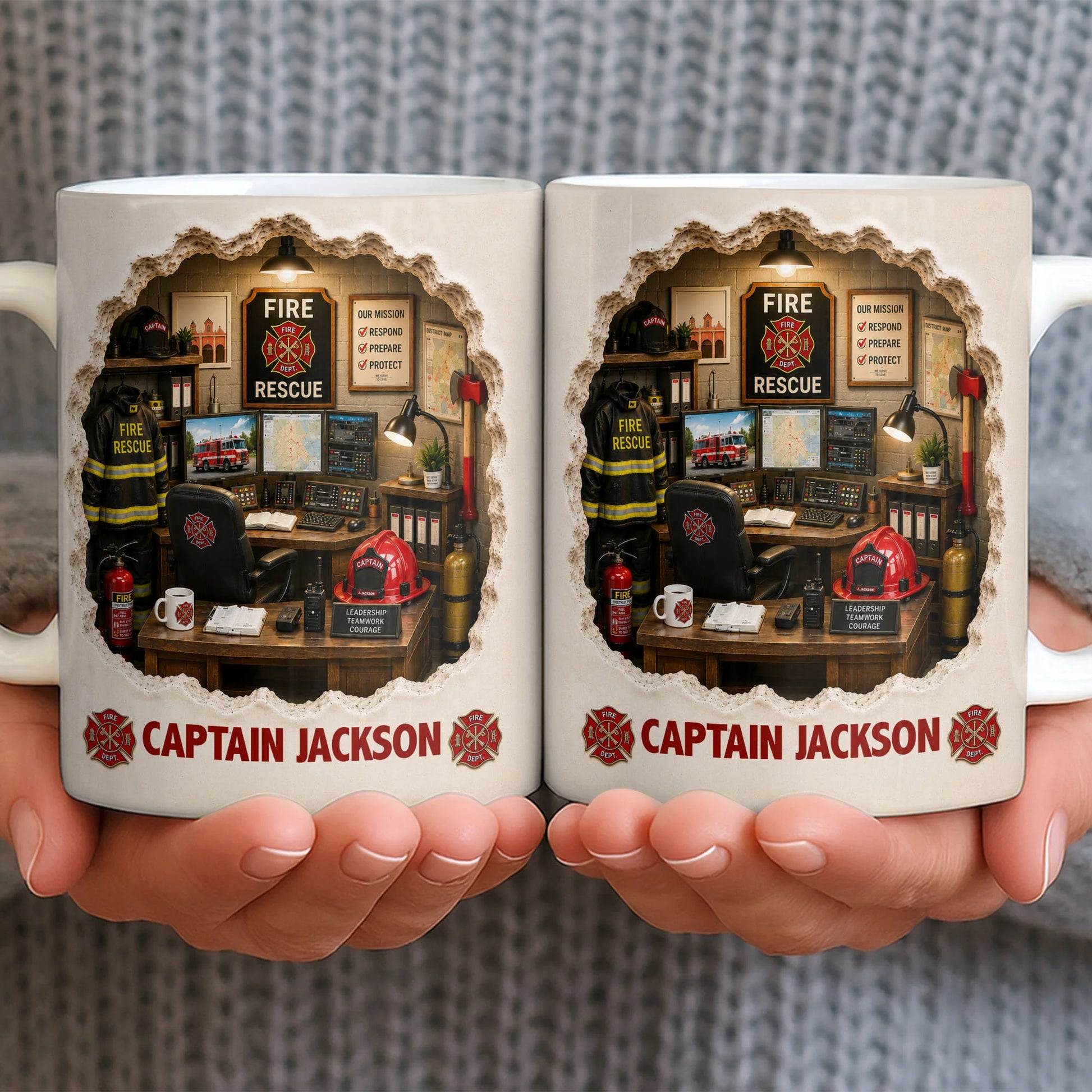 Personalized firefighter mug with custom name and fire station office design - gift for fire department heroes image 7