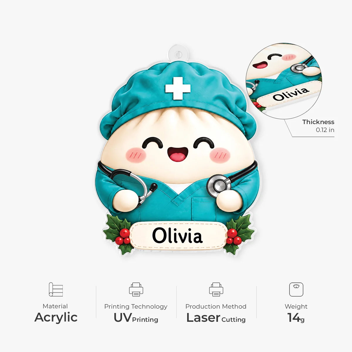 Cute Career Dumpling Personalized Acrylic Ornament - Custom Job Keepsake Gift for Coworkers