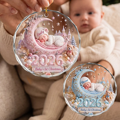 Baby's 1st Christmas Personalized Glass Ornament - Custom Keepsake Gift for Newborn