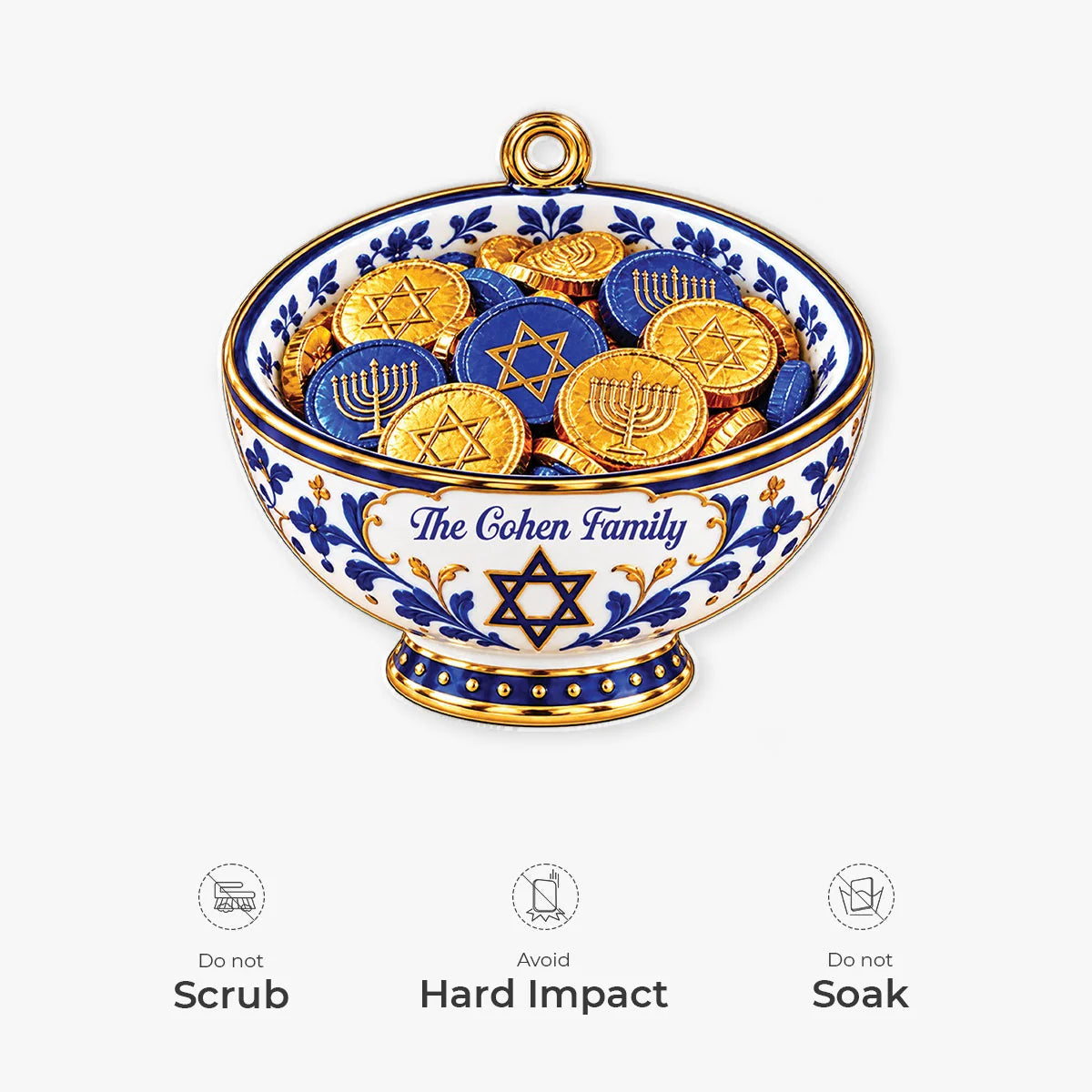 Hanukkah Traditional Cuisine Personalized Acrylic Ornament - Custom Family Holiday Keepsake Gift