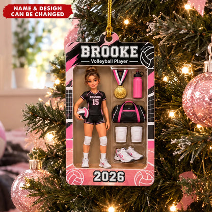 Action Figure Style Personalized Volleyball Player Acrylic Ornament - Daughter Custom Christmas Keepsake Gift