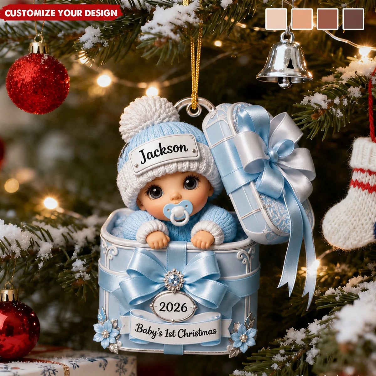 Baby's 1st Christmas Personalized Acrylic Ornament - Custom Newborn Holiday Keepsake Gift