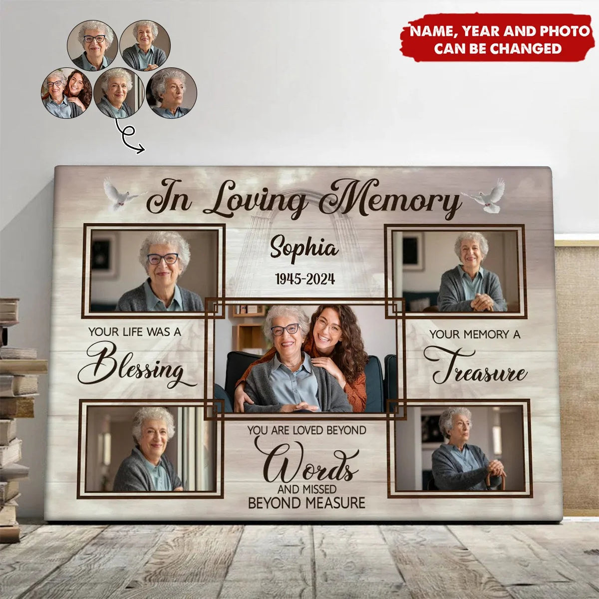 "Your Life Was A Blessing" Personalized Memorial Canvas / Poster - Custom Collage Photo Memorial Keepsake for Family
