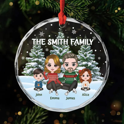 Personalized Family Name Glass Ornament - Custom Xmas Keepsake Gift for Family