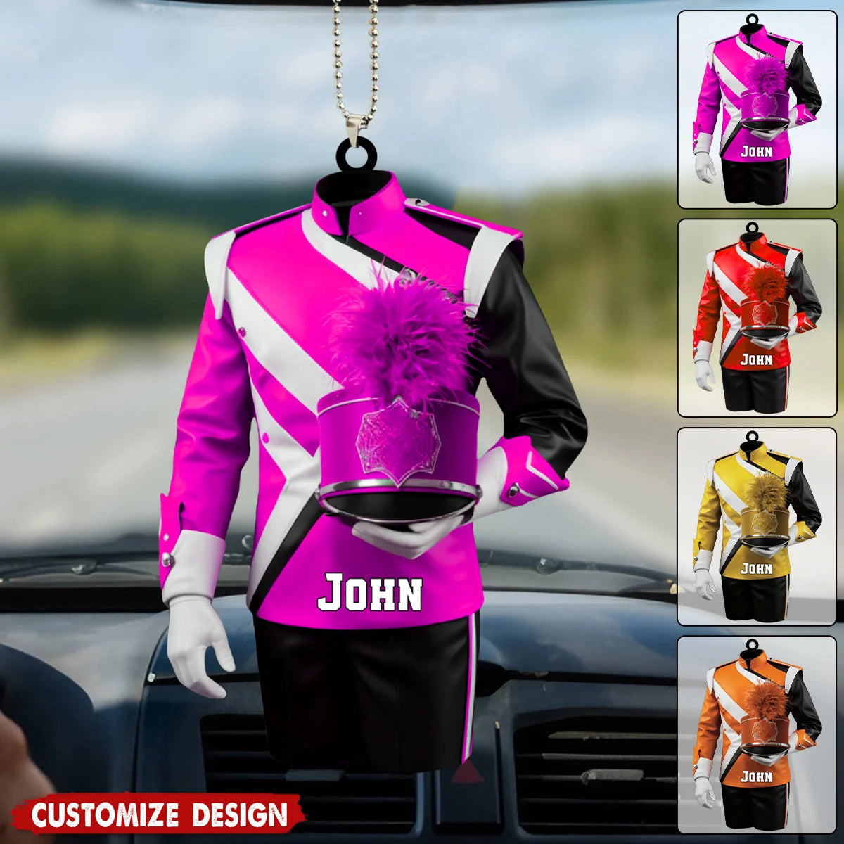 Personalized Marching Band Uniform Car Ornament - Custom Name Keepsake Gift for Band Leader & Music Lover