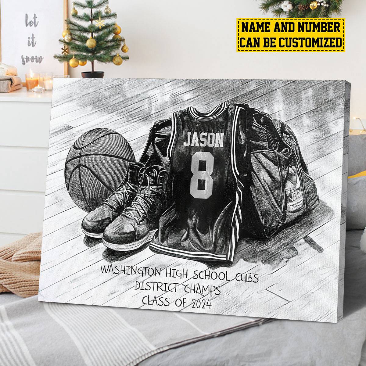 Custom Basketball Team Poster / Canvas - Personalized Senior Class Jersey Wall Art Gift for Players