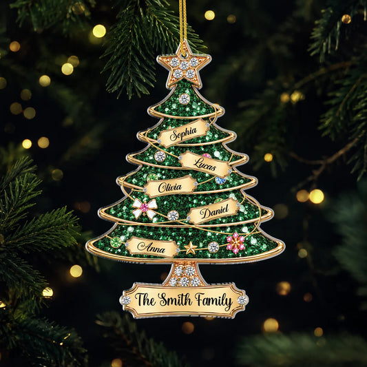Personalized Family Name Christmas Tree Acrylic Ornament - Custom Keepsake Gift