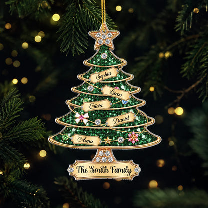 Personalized Family Name Christmas Tree Acrylic Ornament - Custom Keepsake Gift