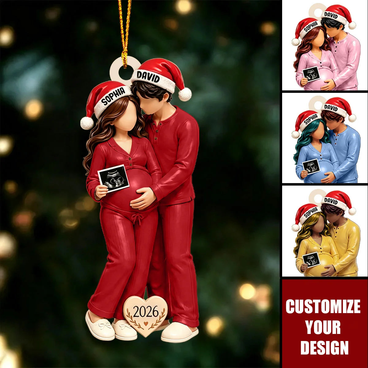 Personalized Expecting Parents Christmas Ornament - Custom Baby Ultrasound Keepsake for New Mom & Dad
